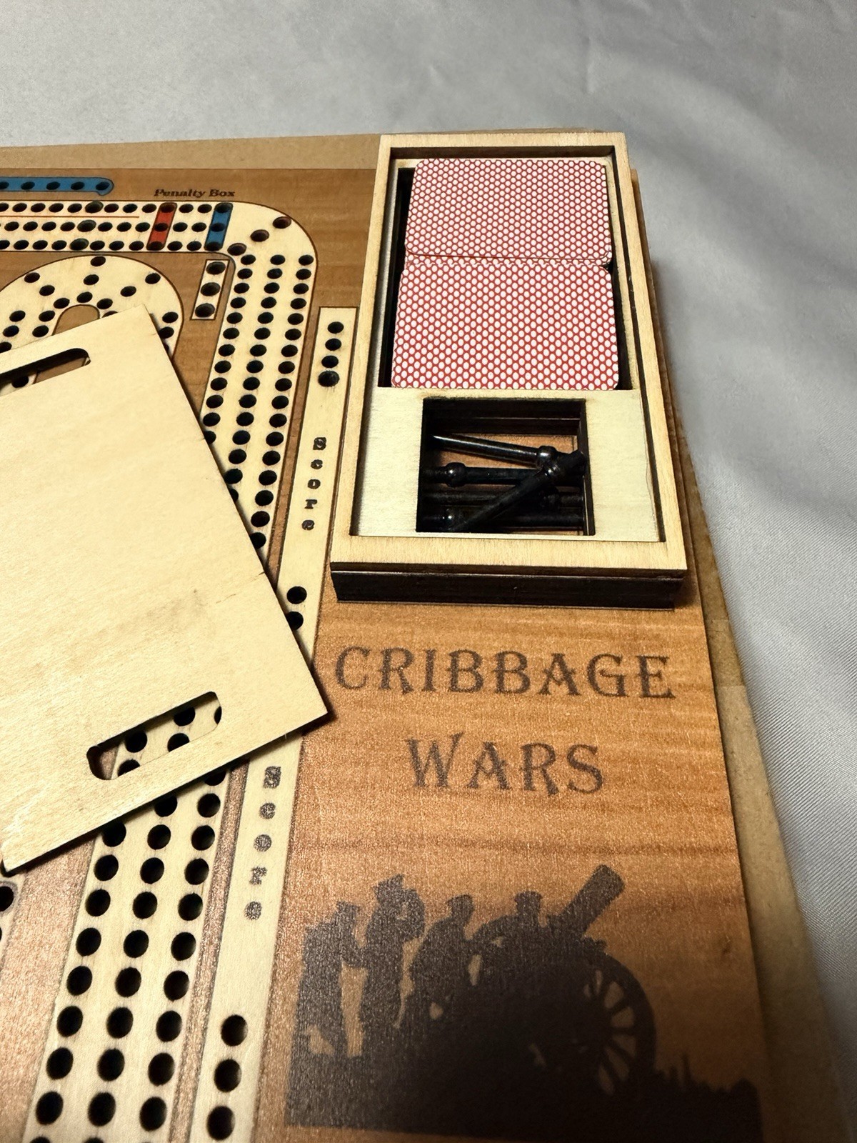 Cribbage Wars Board Game Wooden Cribbage War Game Set New with Cards and Pegs