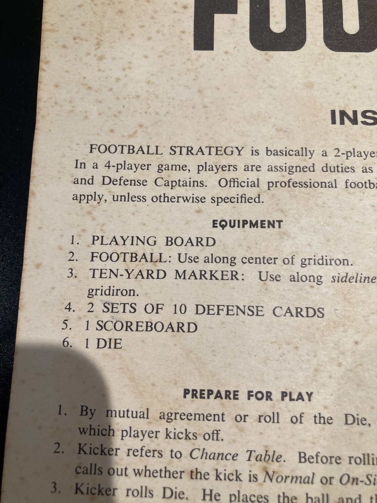 1962 Football Strategy Boxed Boardgame The Avalon Hill Company Missing Football