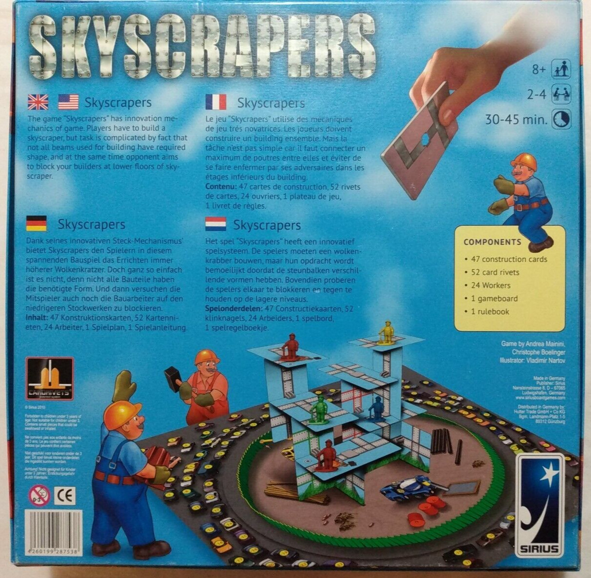 Game Skyscrapers Sirius Building & Blocking 2-4 play Ages 8 Up Mainini Boelinger