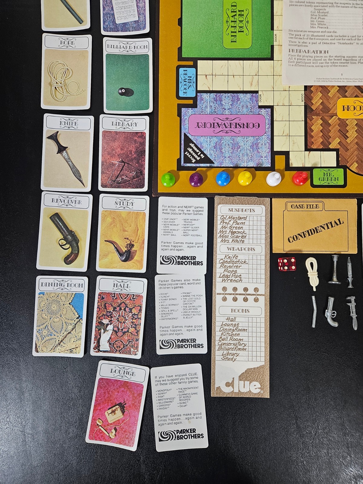 Vintage 1972 Clue Detective Board Game Complete Parker Brothers No. 45