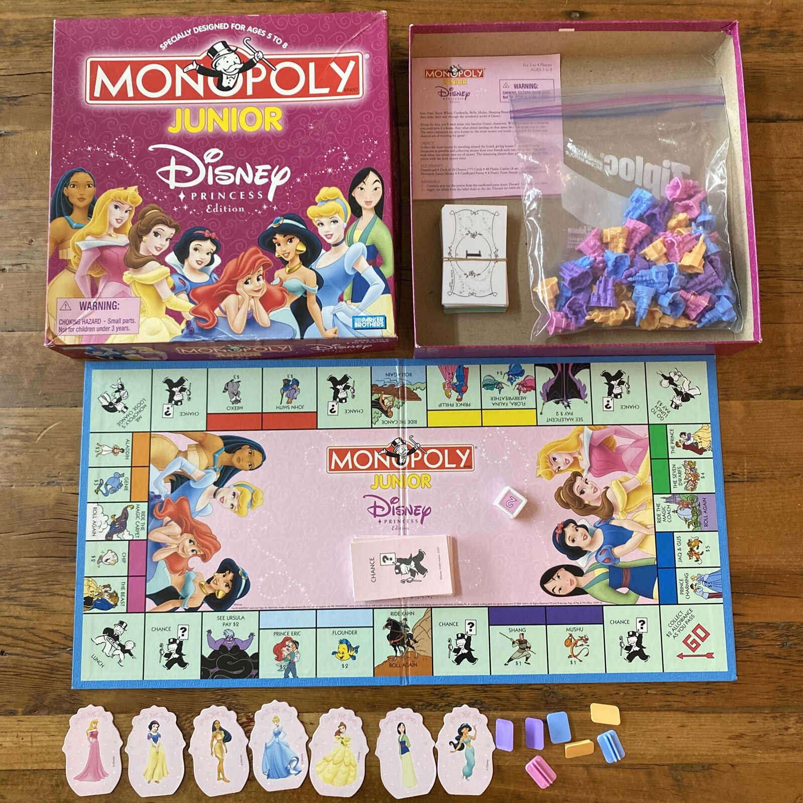 Monopoly Junior Jr Disney Princess Edition Parker Brothers Ages 5 to 8