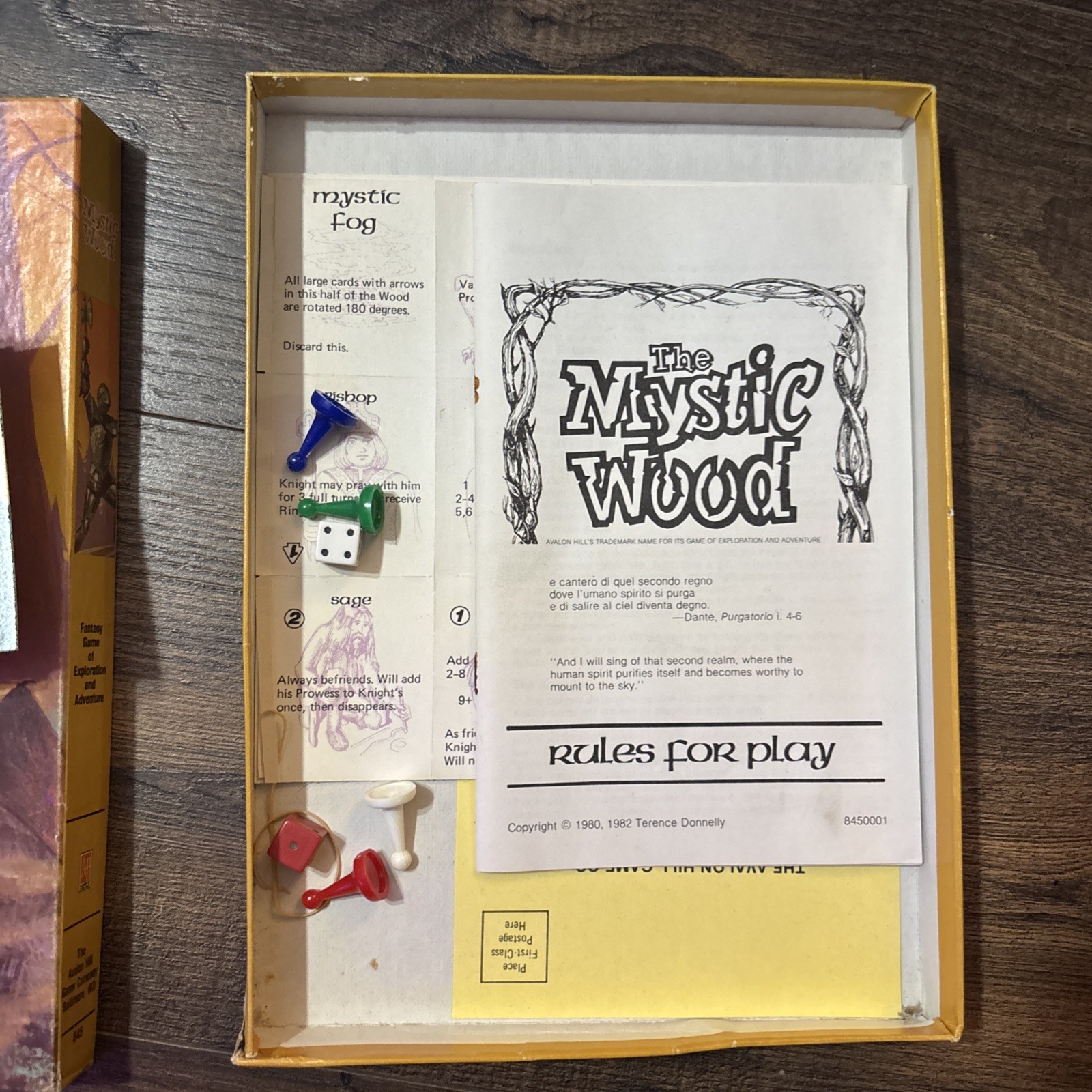 The Mystic Wood VINTAGE 1982 Board Game Avalon Hill Fantasy Adventure