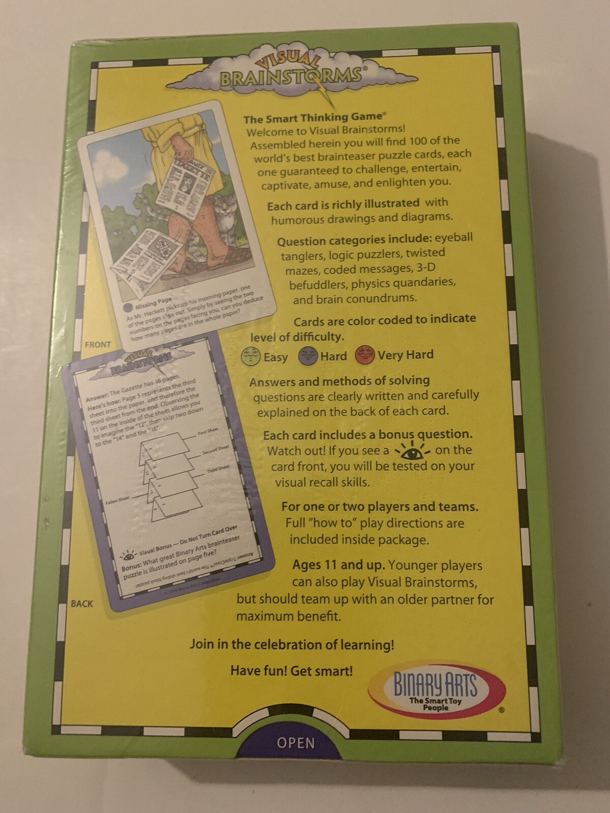 Binary Arts Visual Brain Storms The Smart Thinking Game Entertain 1995 New VTG