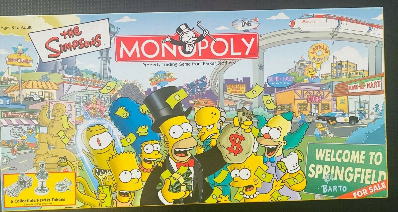 The Simpsons Monopoly Board Game (2001) Welcome to Springfield Brand New Open BX