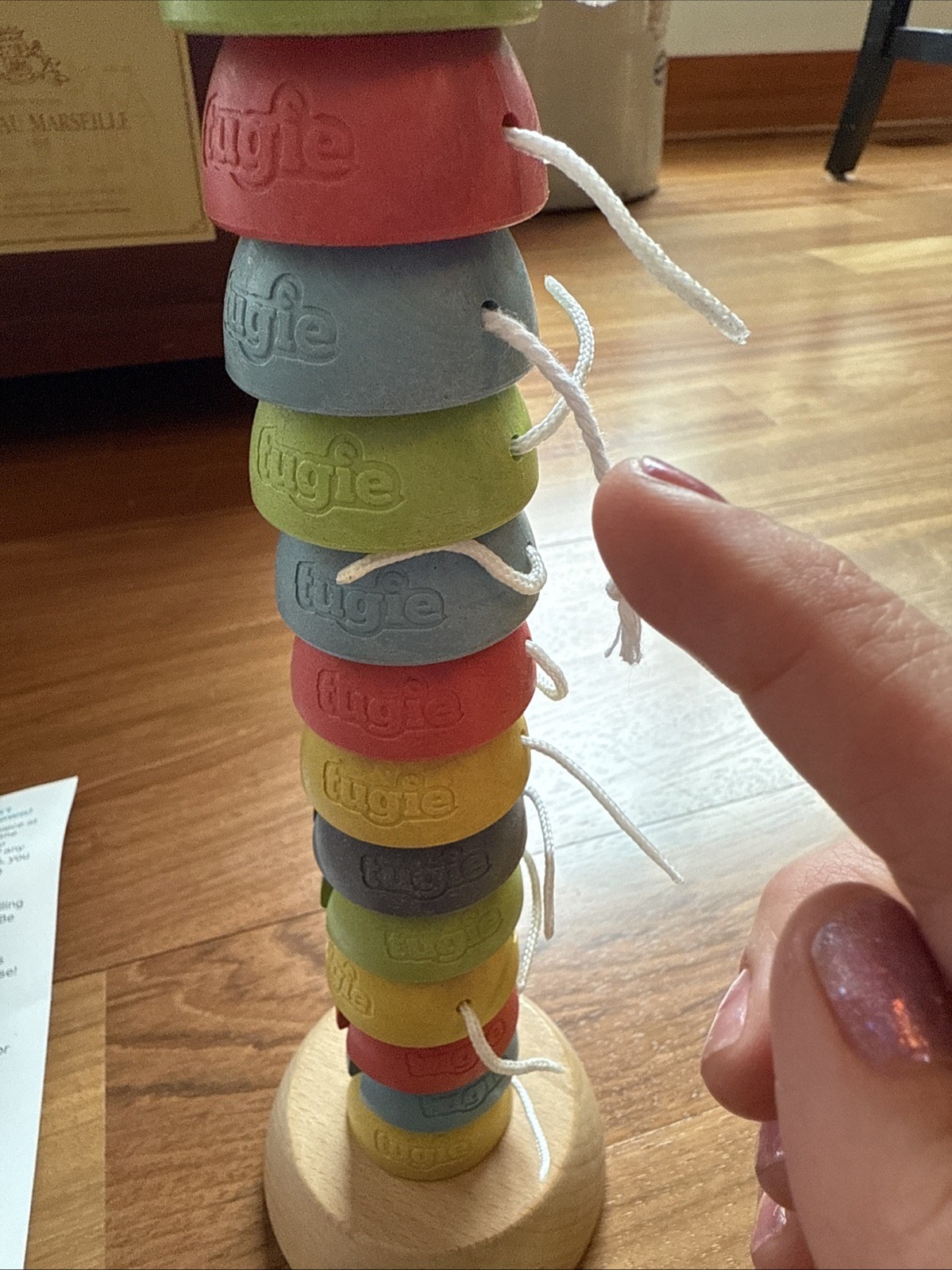 Tugged Don’t Topple The Tower Wooden Game by Marbles Brain Workshop EUC