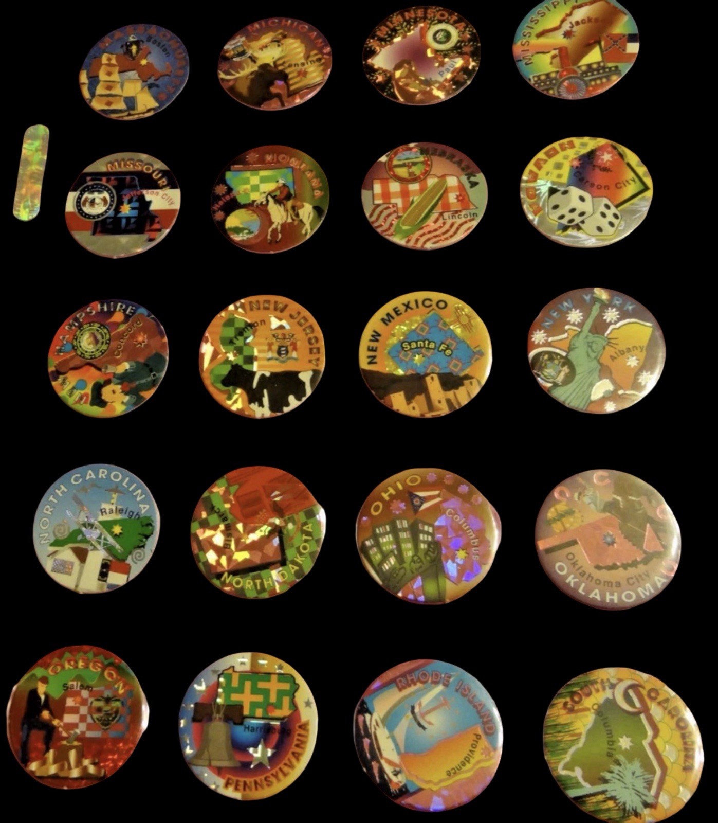 Vintage 50 States POG Set Complete Holographic Caps USA 1–50 90s Lot
