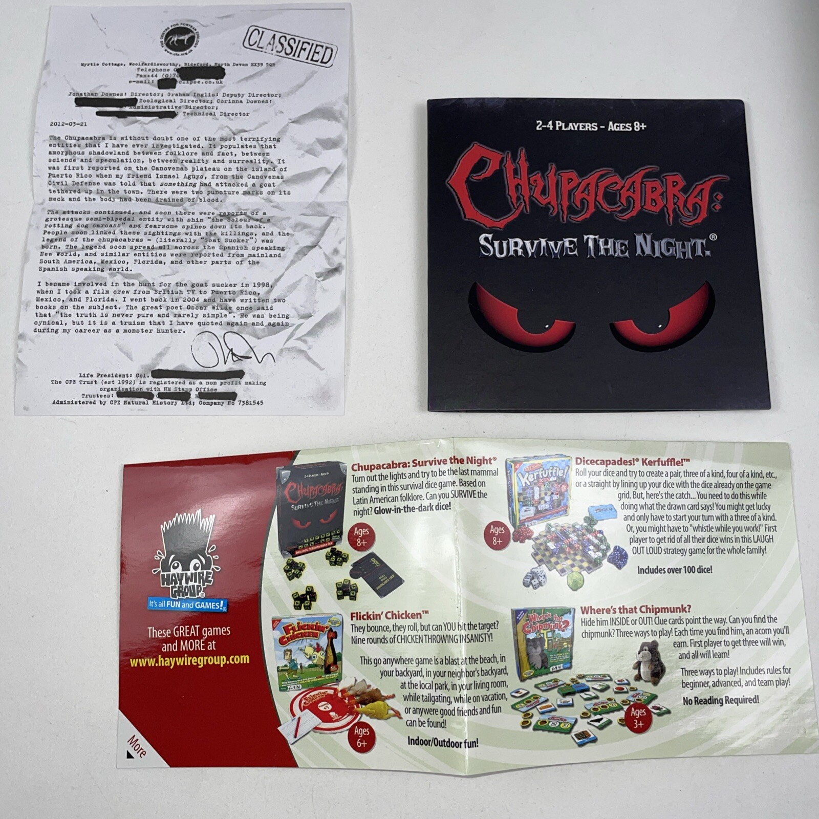 Chupacabra Survive the Night SPOOKY Glow in Dark Dice Game by Haywire Group