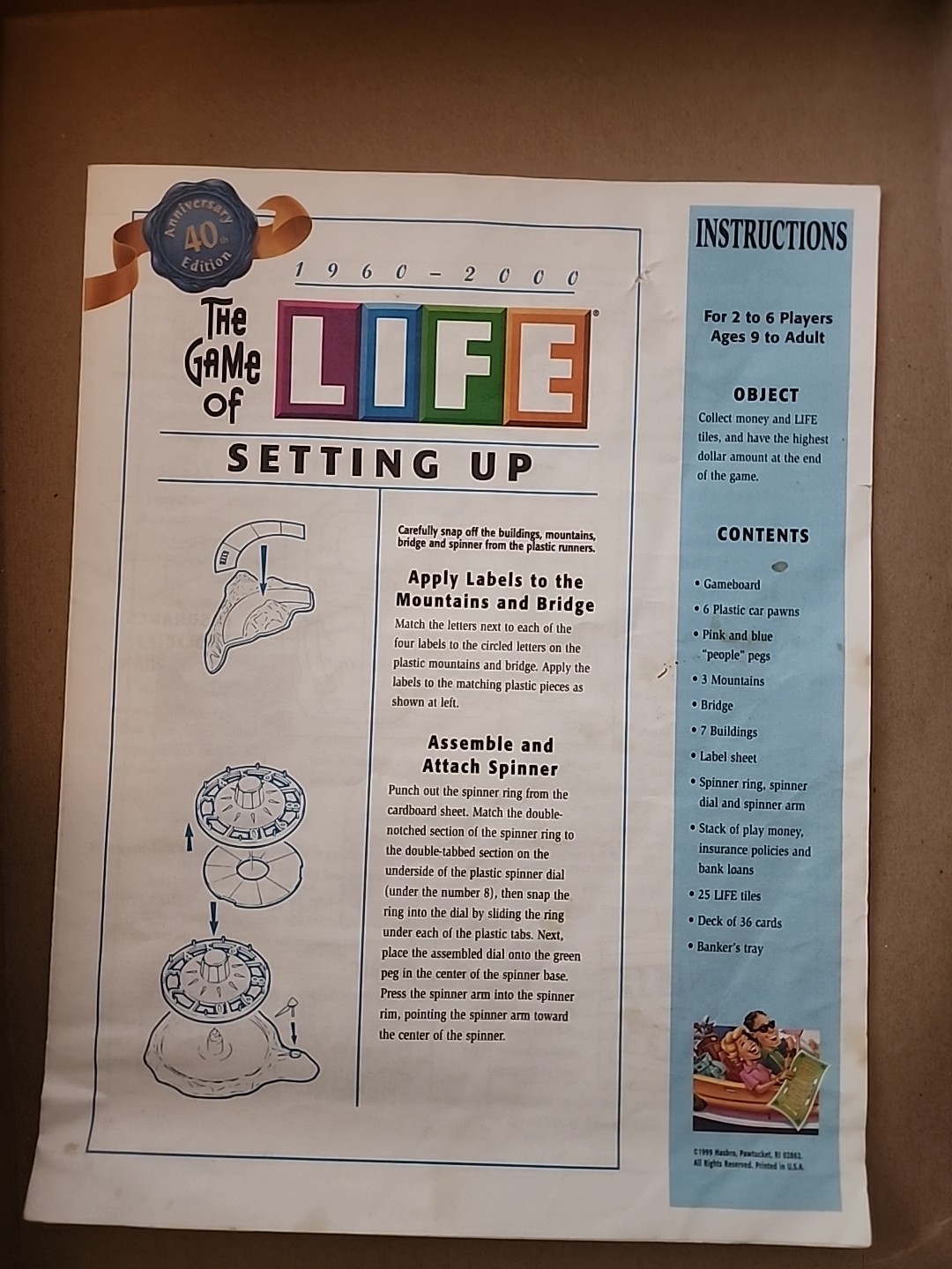 The Game of Life 40th Anniversary Board Game Milton Bradley Family Complete
