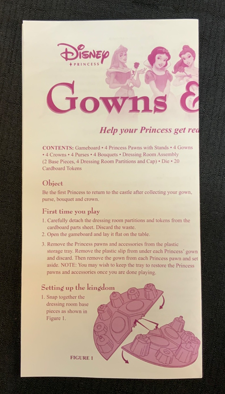 Disney Princess Gowns & Crowns Game, 42310, Milton Bradley, 2005 Hasbro