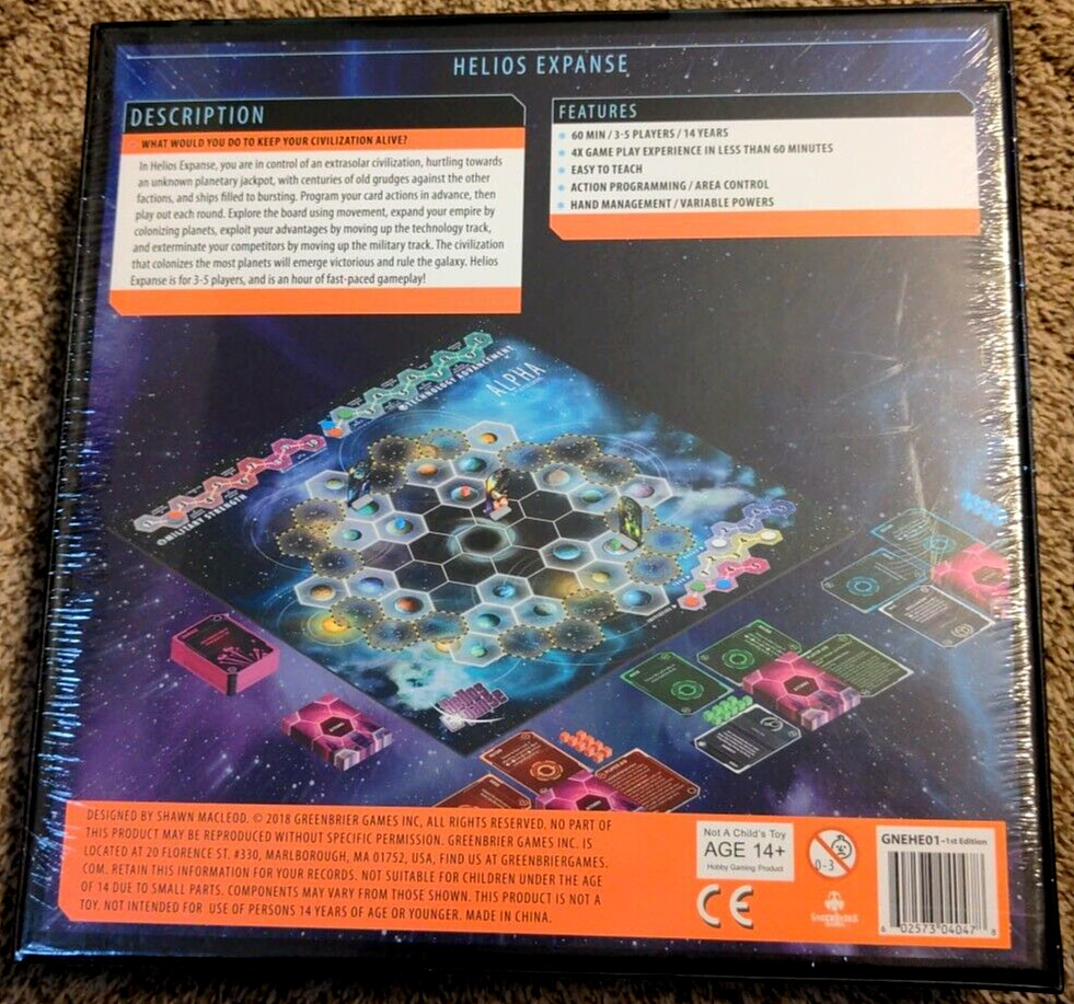 Helios Expanse 4x Strategy Space Board Game by Greenbrier Games: New & Sealed