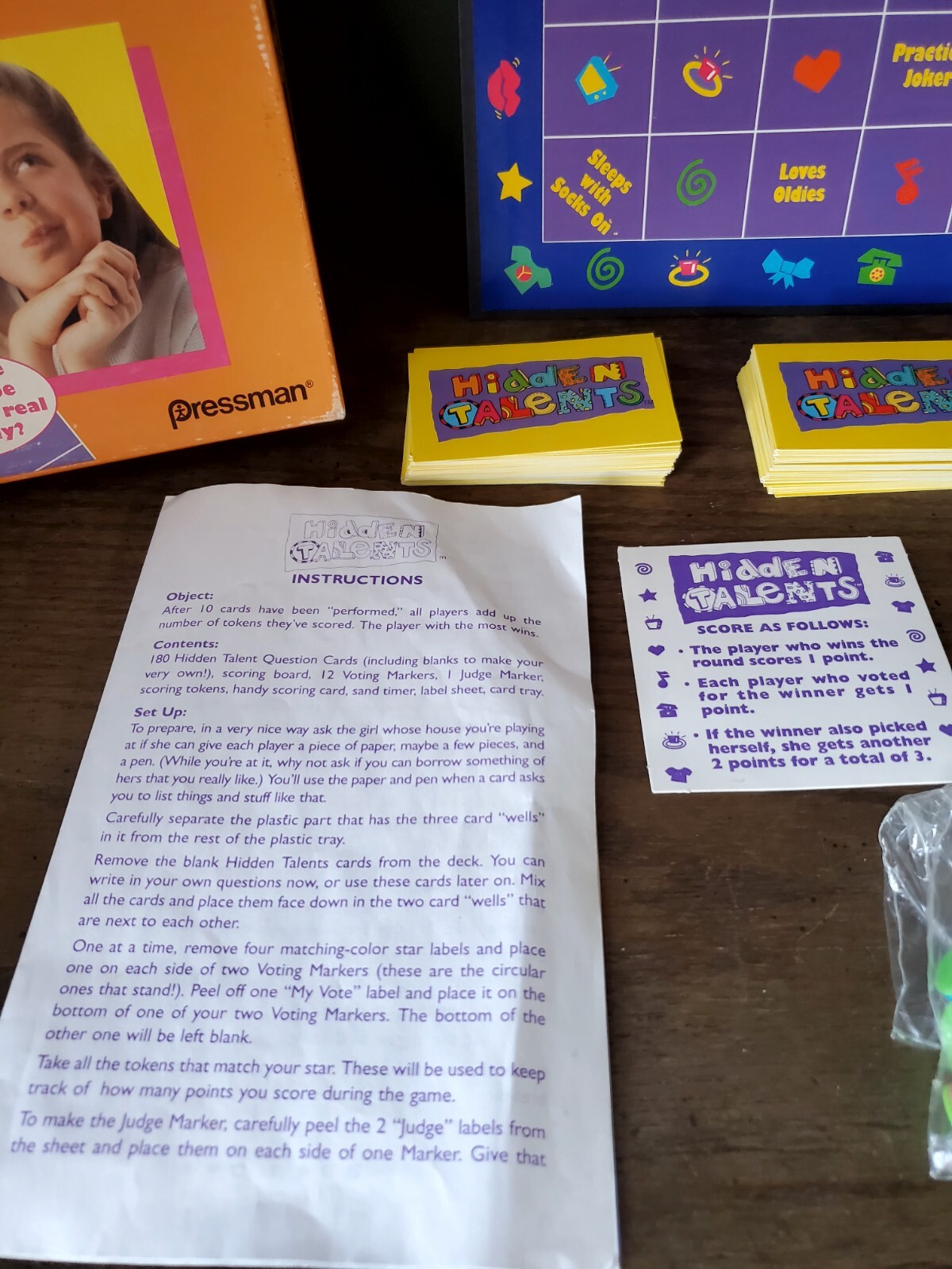 Hidden Talents Board Game 1994 Pressman Sleepover Teen Girl Party Game No timer