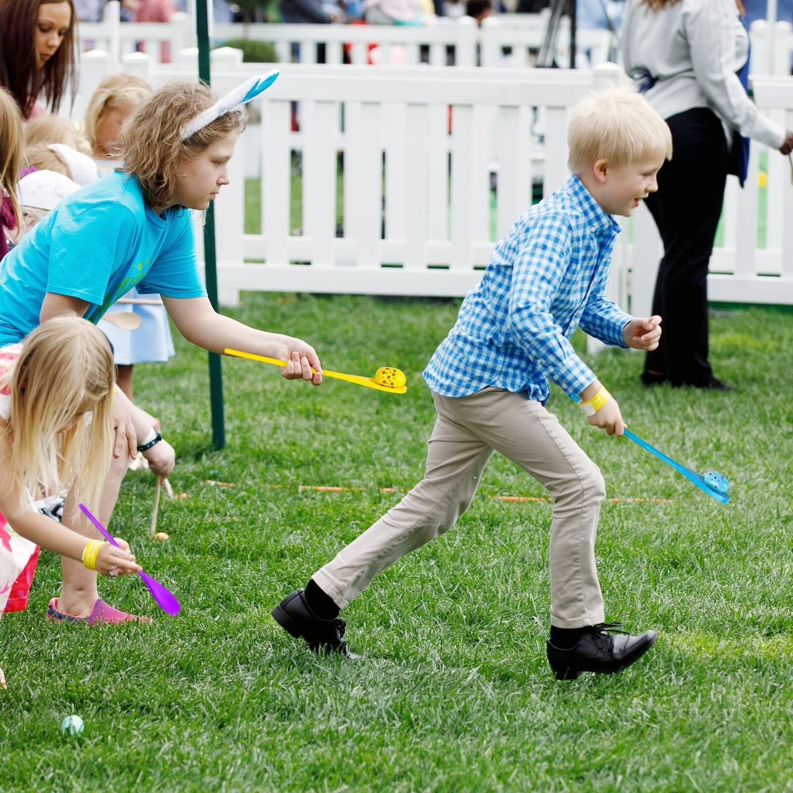 6 Players Easter Egg and Spoon Race Game Set, Easter Party Favor for Kids and…