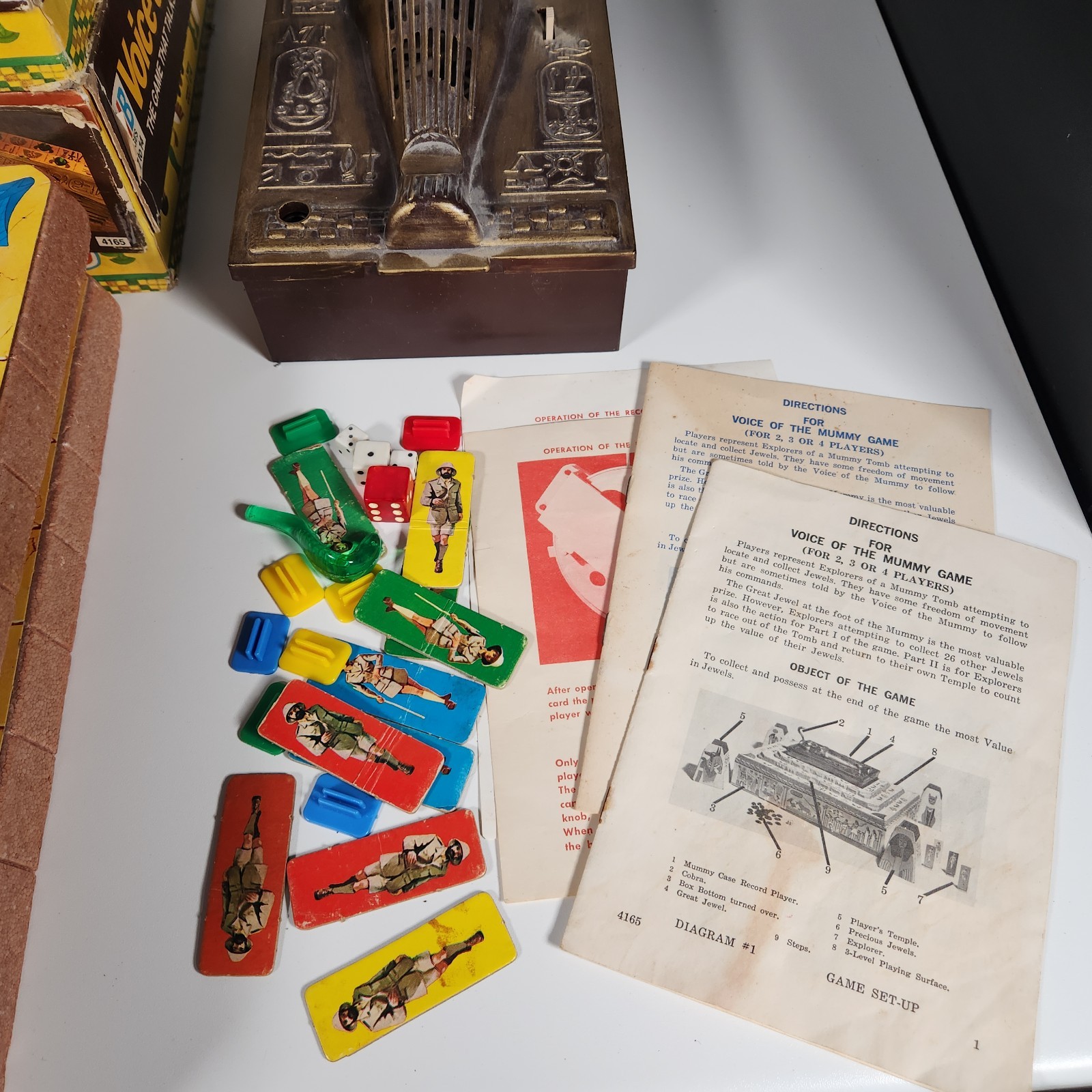 3 Milton Bradley Board Game – 1971 – VOICE OF THE MUMMY – w/Box For Parts AS IS
