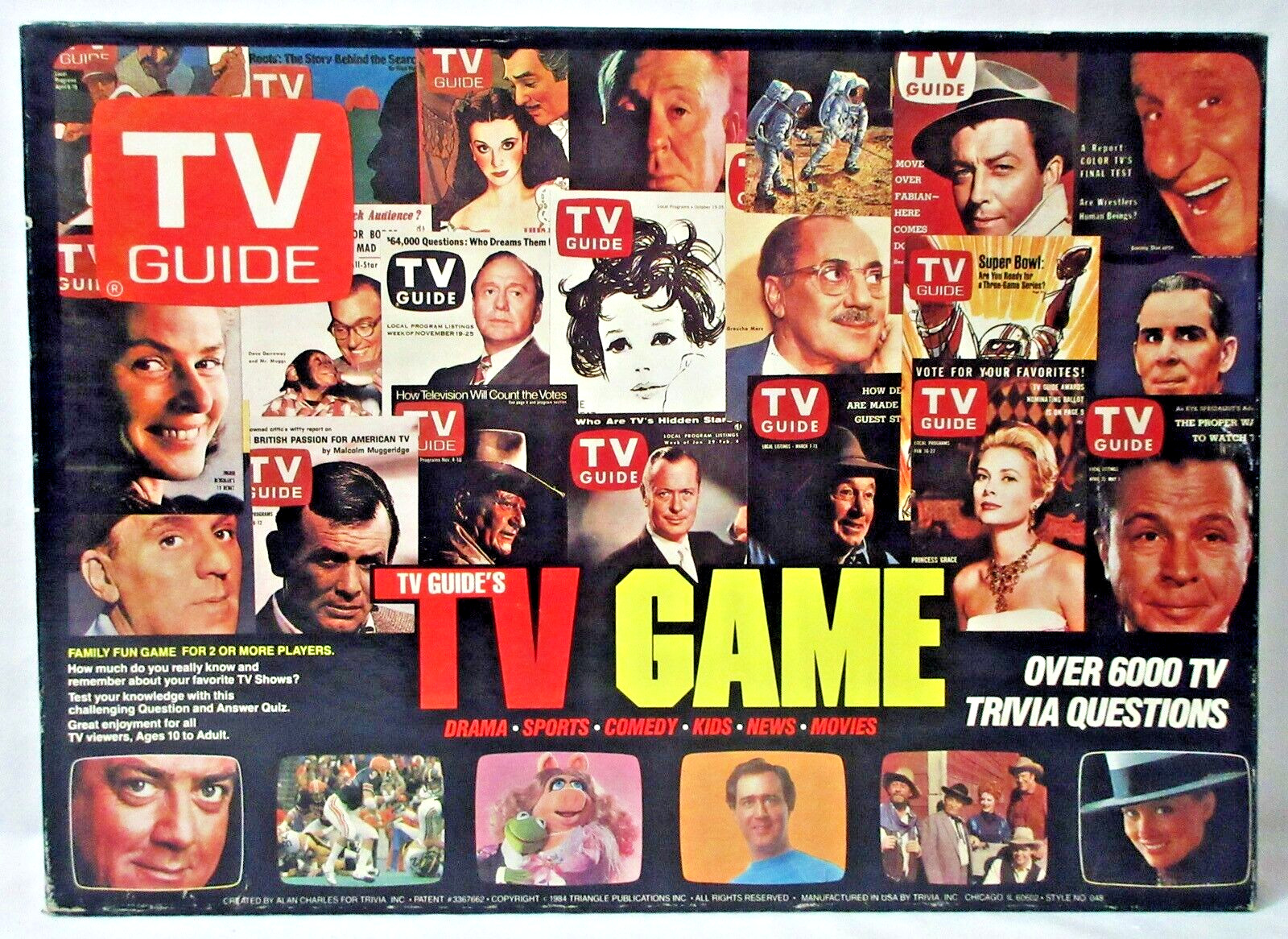 Vintage TV GUIDE Trivia Game 10 to Adult 2+ Players by Trivia Inc 1984 Complete