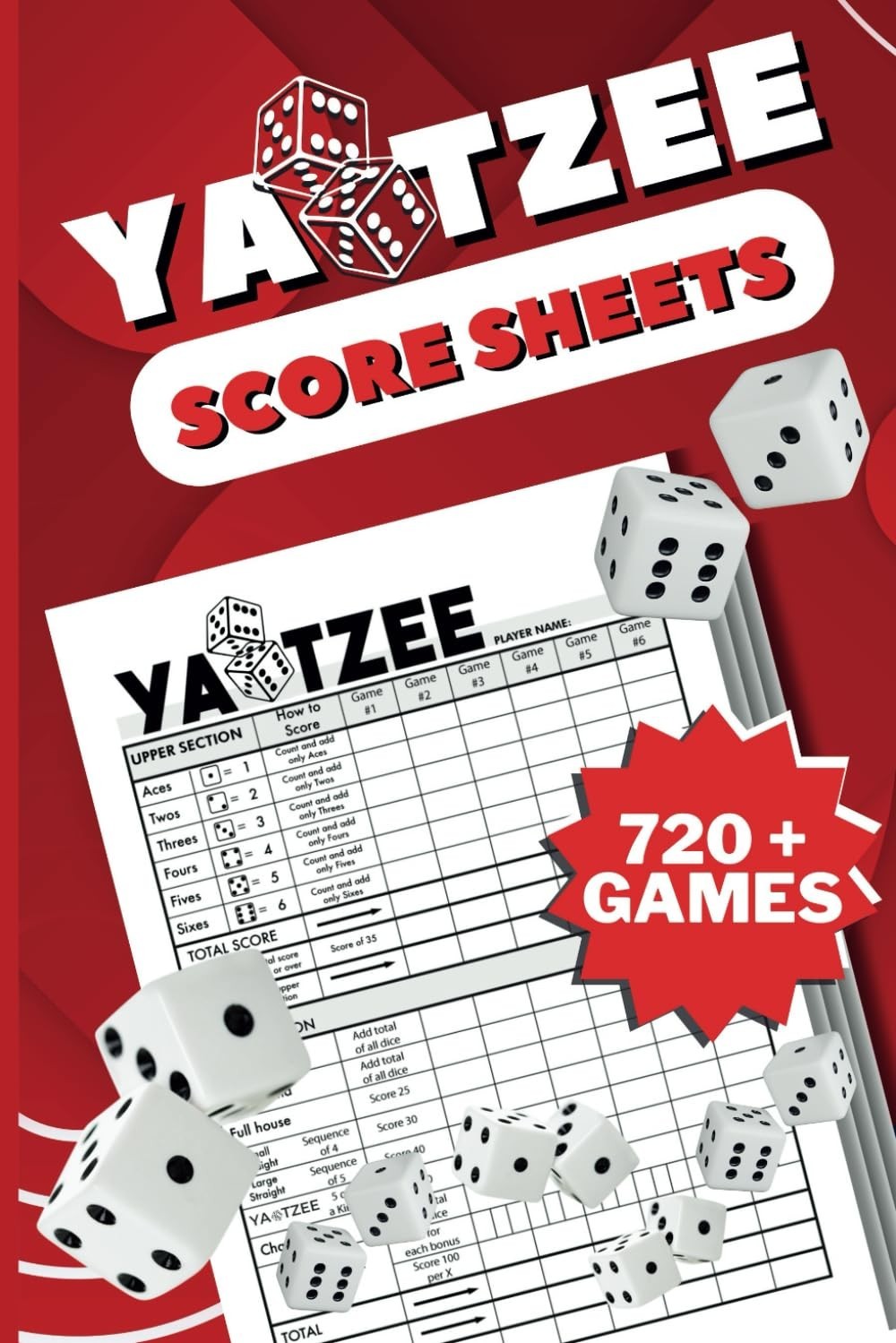Score Pads for Yahtzee : Large Print 6X9 Yahtzee Score Sheets 720+ Games NEW USA