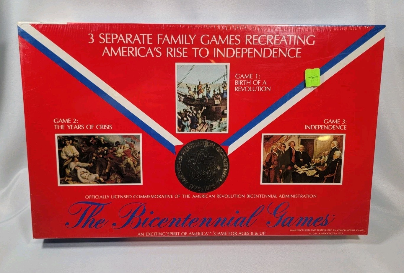 Vintage 1975 Coach House “THE BICENTENNIAL GAMES” 3 Board Games In 1 NEW Sealed