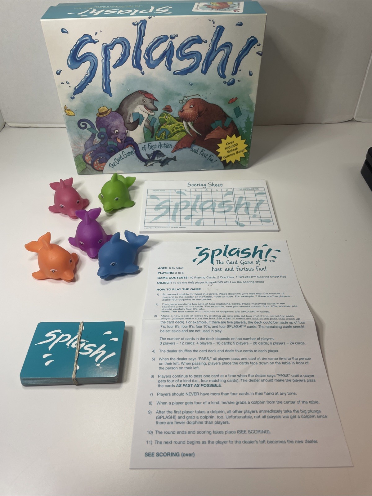 Splash! Matching Card Board Game Dolphin Kids Classic Family Fun 3-6 Players 6+