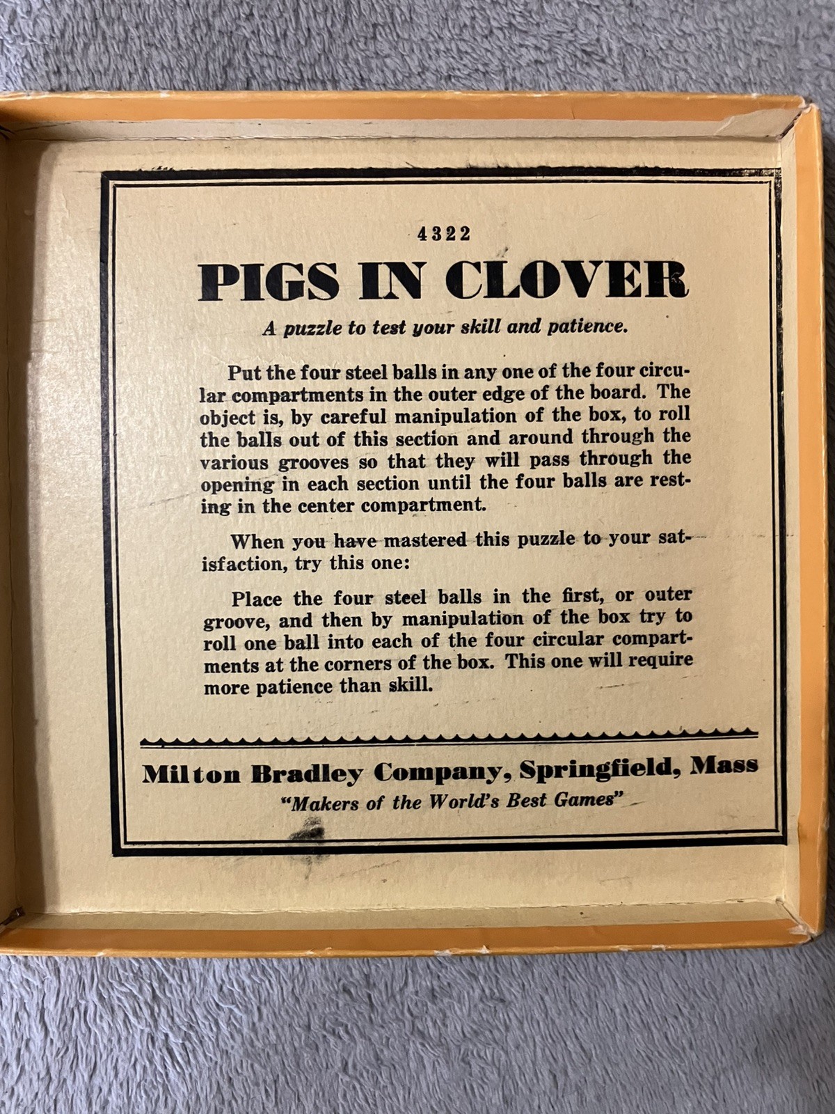 Pigs in the Clover Milton Bradley Puzzle Game #4322 1930s Toy