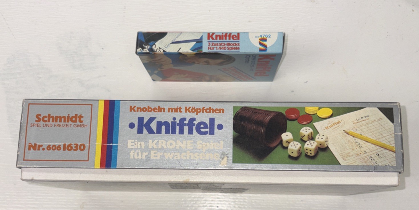 Schmidt Spiele German Kniffel Yahtzee Dice Game Germany New Extra Scorecards 70s