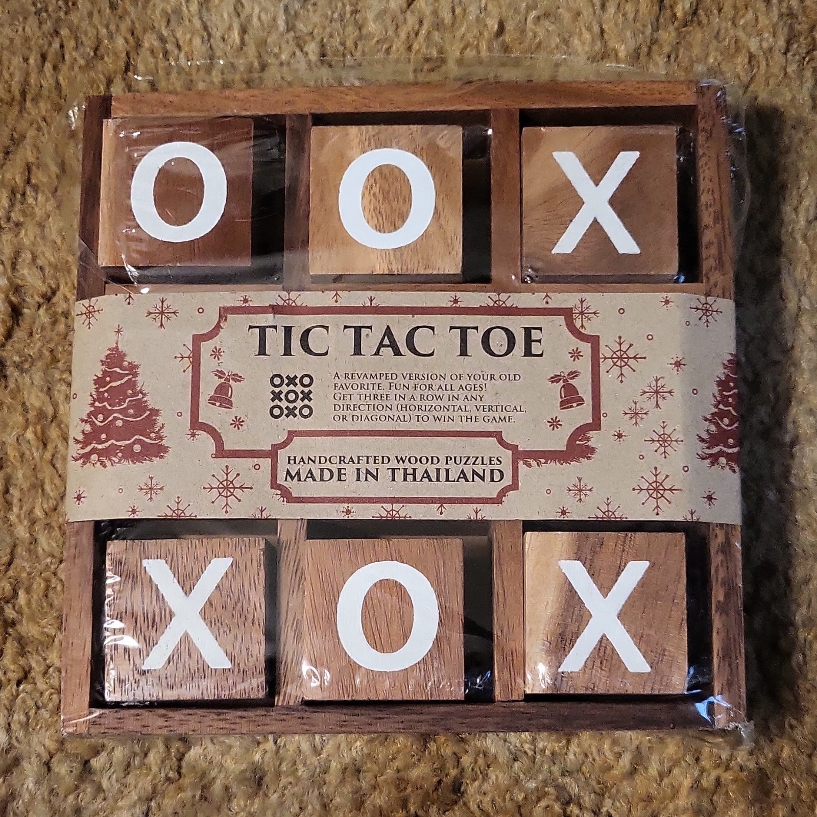 SiamMandalay Handcrafted Wooden Tic Tac Toe Board Game, Strategy, Complete Set