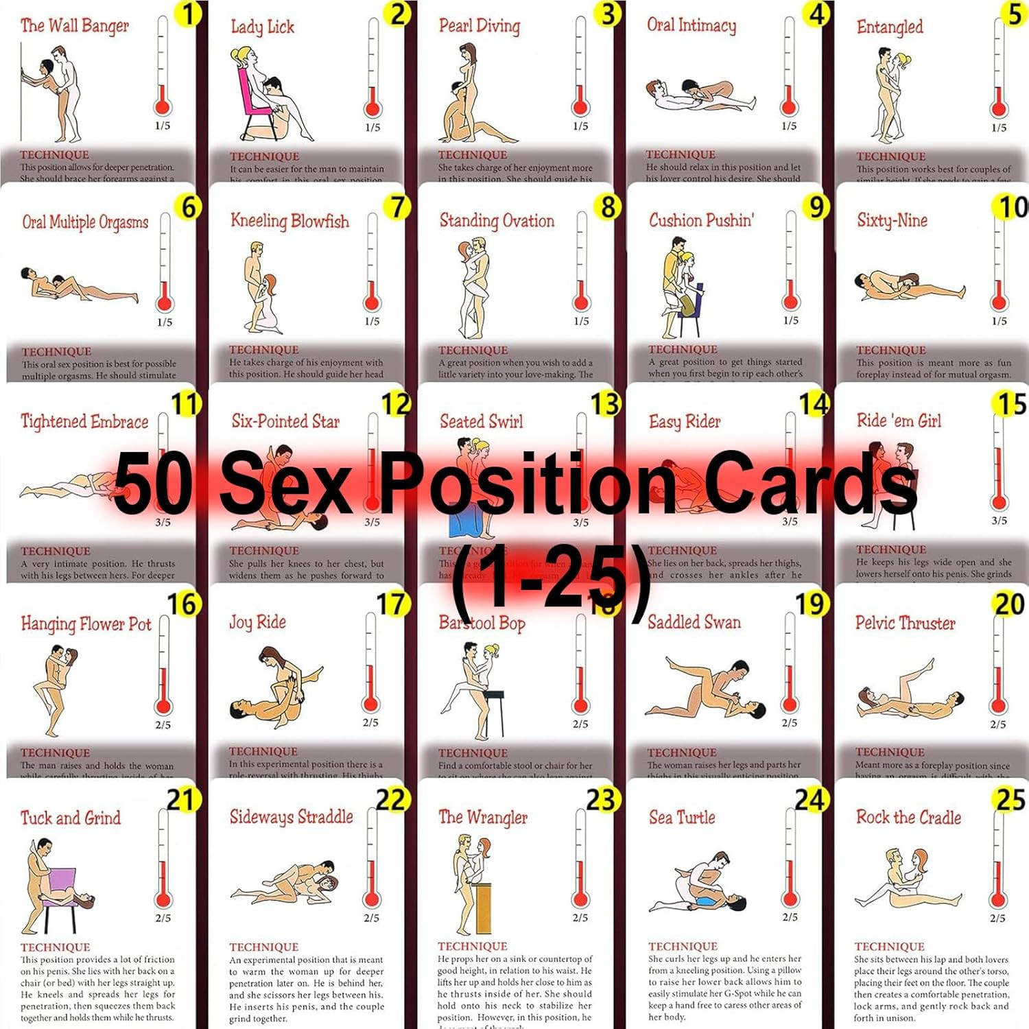 50 Positions Sex Cards with 2 Glow Sex Dice, Sex Game for Date Night Couples Sex