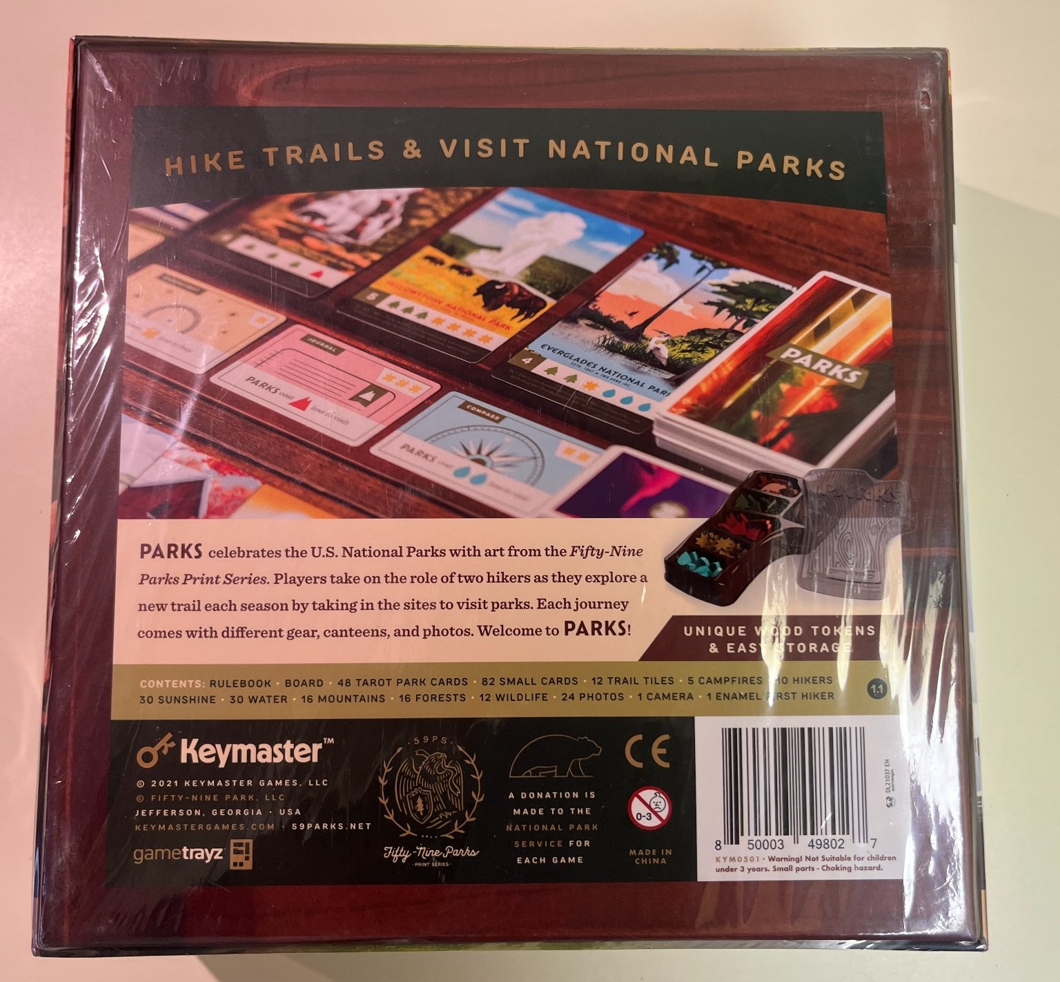 Keymaster Games Parks 59 National Parks Artwork Henry Audobon Hiking Board Game