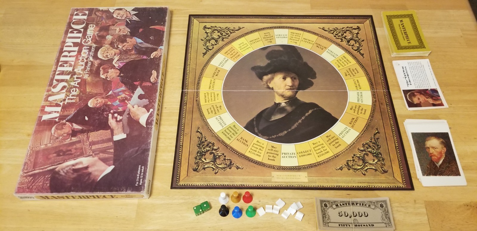 1970 Masterpiece The Art Auction Game Parker Brothers, missing a few clips