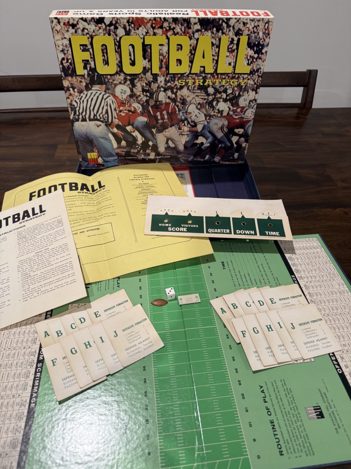 Football Strategy Boxed Board Game – 1962 – The Avalon Hill Company