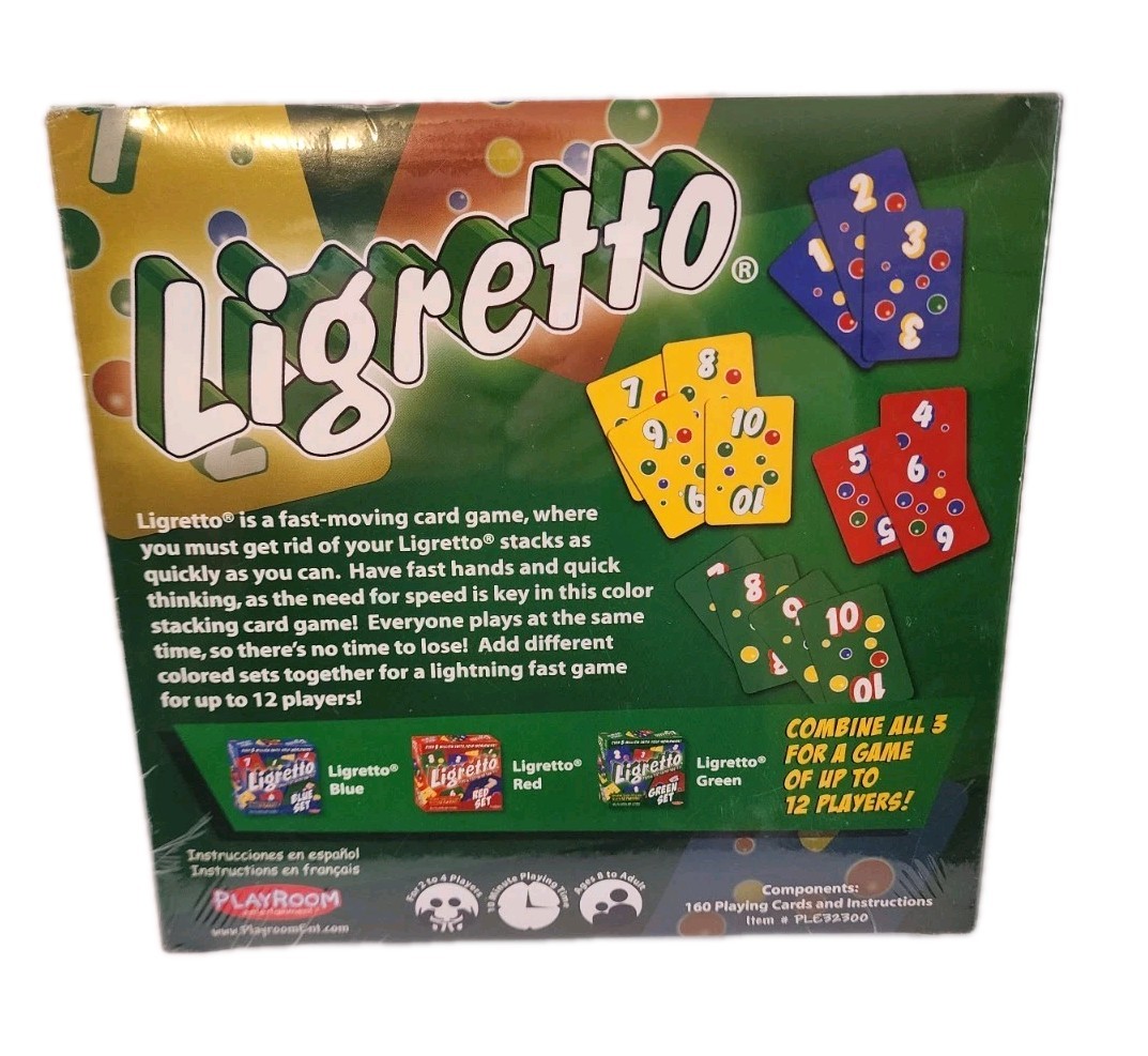 Ligretto Game Green Set Playroom Entertainment Ages 8 Up 2-4 Players New Flaw