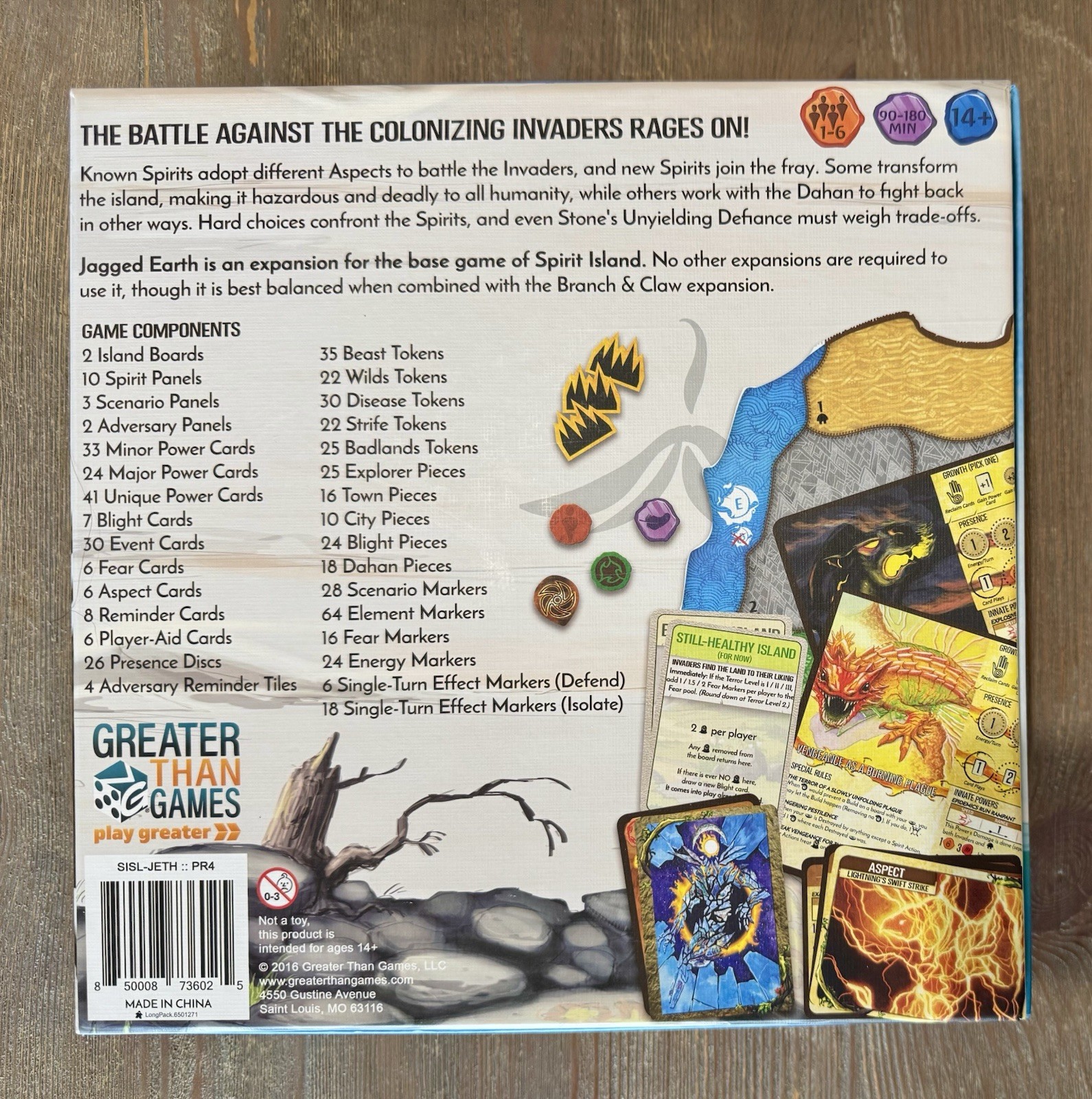 Spirit Island Board Game Lot 5 exp Branch Claw Jagged Earth ++ Premium Tokens