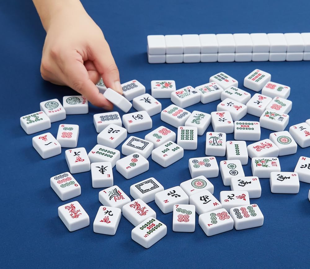 American Mahjong Tiles,166 Quality Ivory Tiles with 3 Golden Dices & Rules Instr