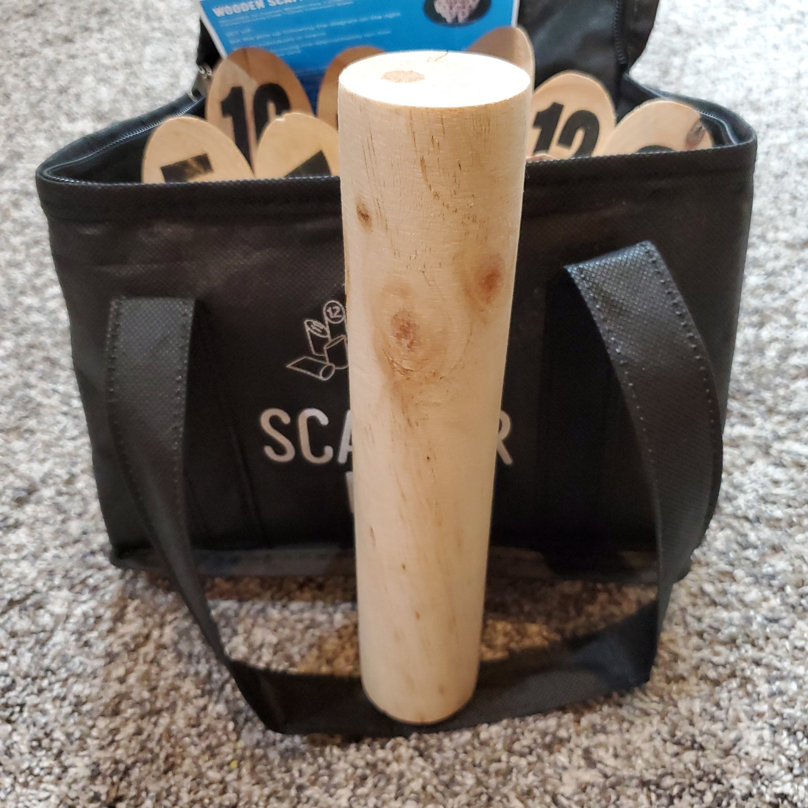 Wooden Molkky Scatter Pin Game Outdoor Throwing Numbered Pins Carrying Bag