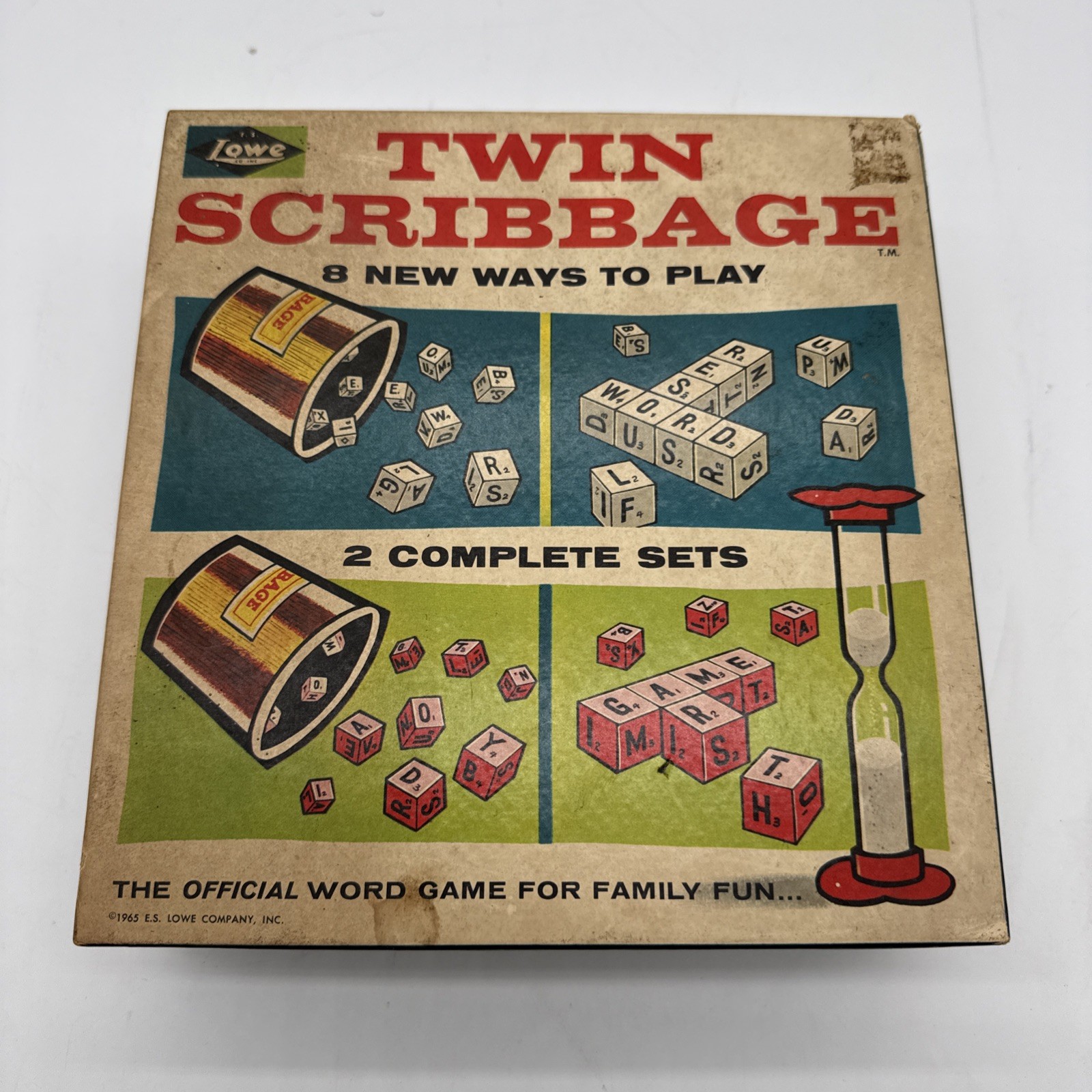 Vintage 1965 Twin Scribbage Board Game by Lowe Co. Complete Word Play NIB