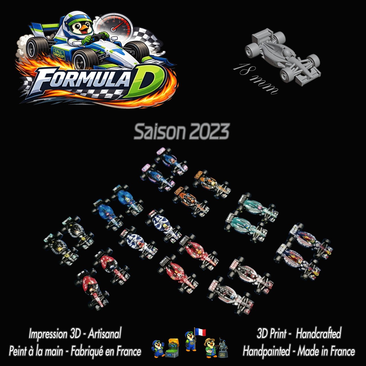 10 miniatures de Formule 1 – Formula D / Formule Dé (F1 18mm unpainted)