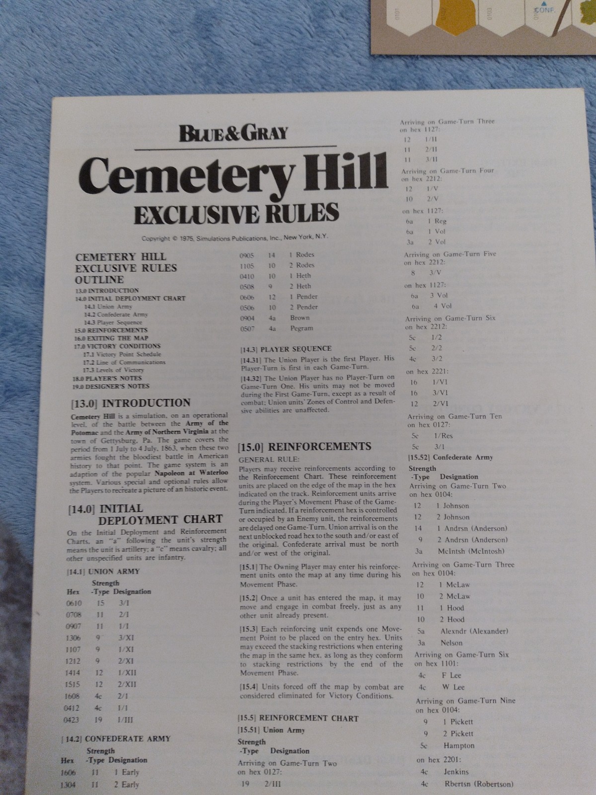 SPI Folio Wargame Blue & Gray I – Cemetery Hill Bag