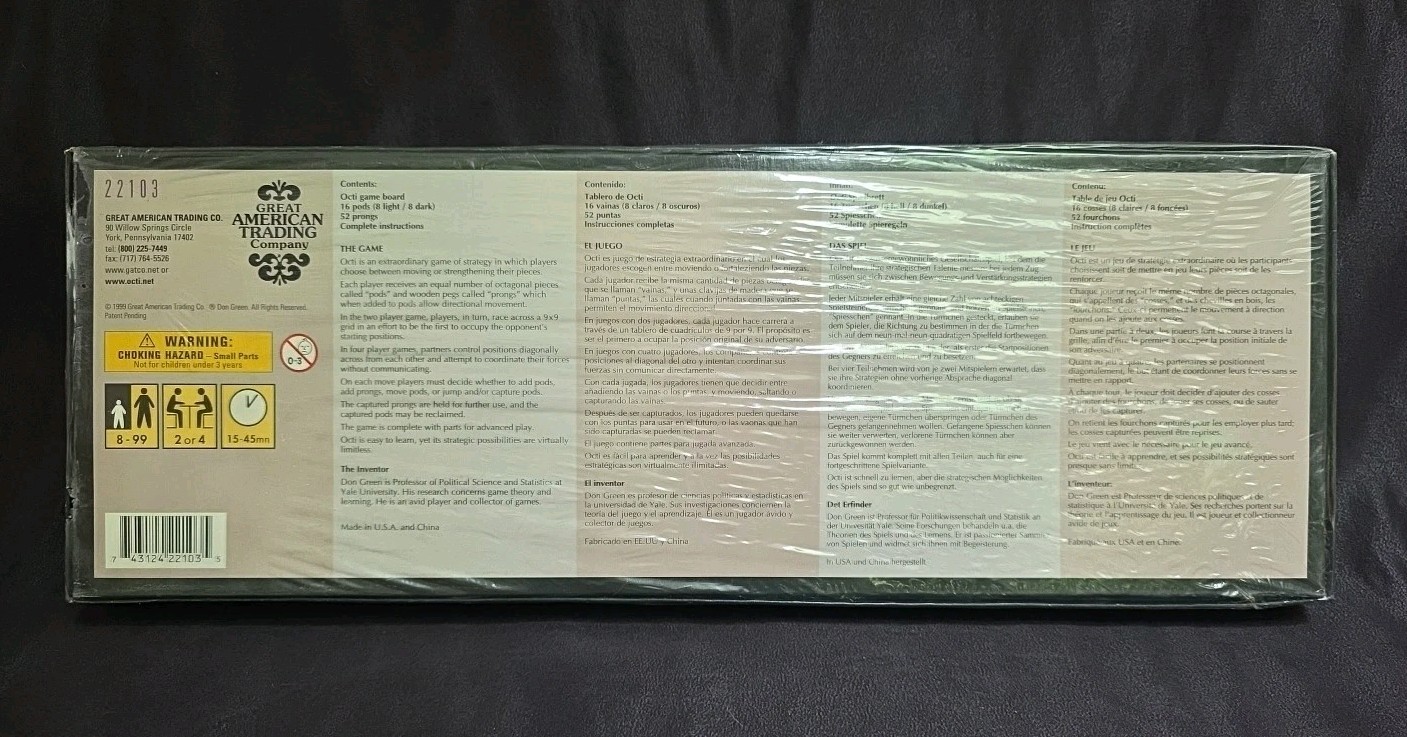 Octi The Game Best New Abstract Strategy Game Award 2000 New Sealed