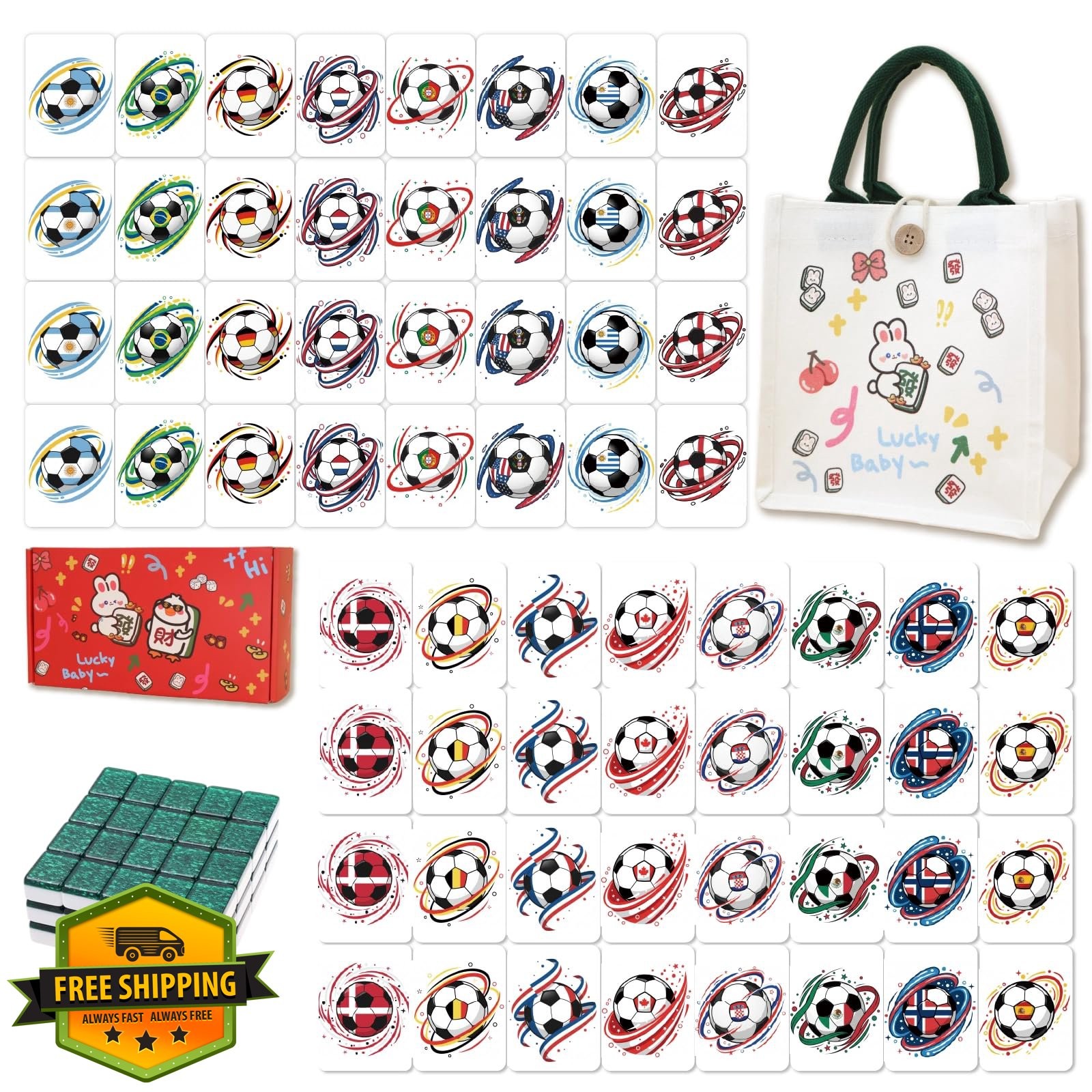 Gueiddi Mahjong Block Set 65pcs Portable Travel Handbag