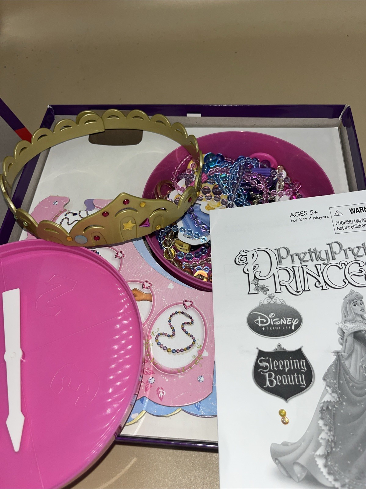 Disney Pretty Pretty Princess Dress Up Game. 20 Pieces Of Jewelry Plus A Crown.