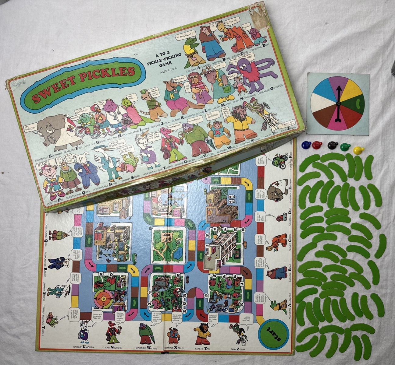 Original 1977 S&R Games A To Z Sweet Pickles Board Game Missing 2 Pickles Good !