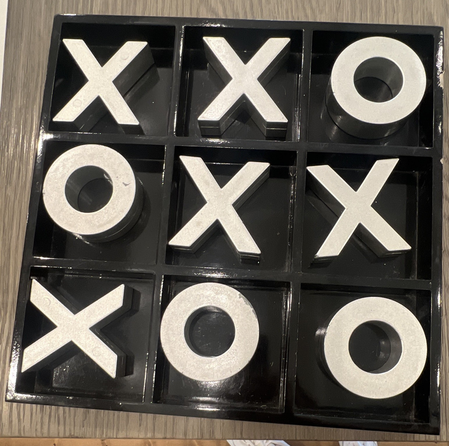Zgallerie 3D Tic Tac Toe Strategy Board Game Black Grid w/ Silver X O Pieces,