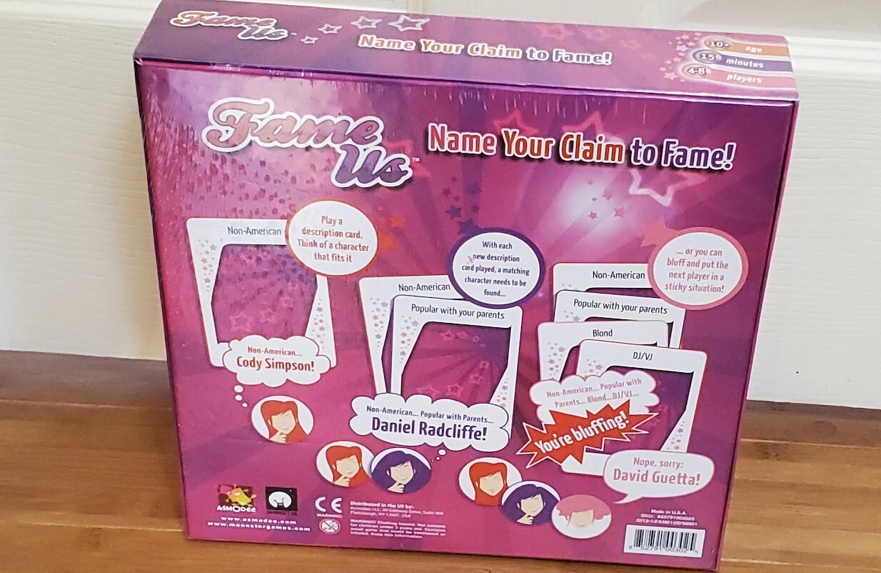 New & Sealed FAME US Name Your Claim to Fame! Family Game Night Card Board Game