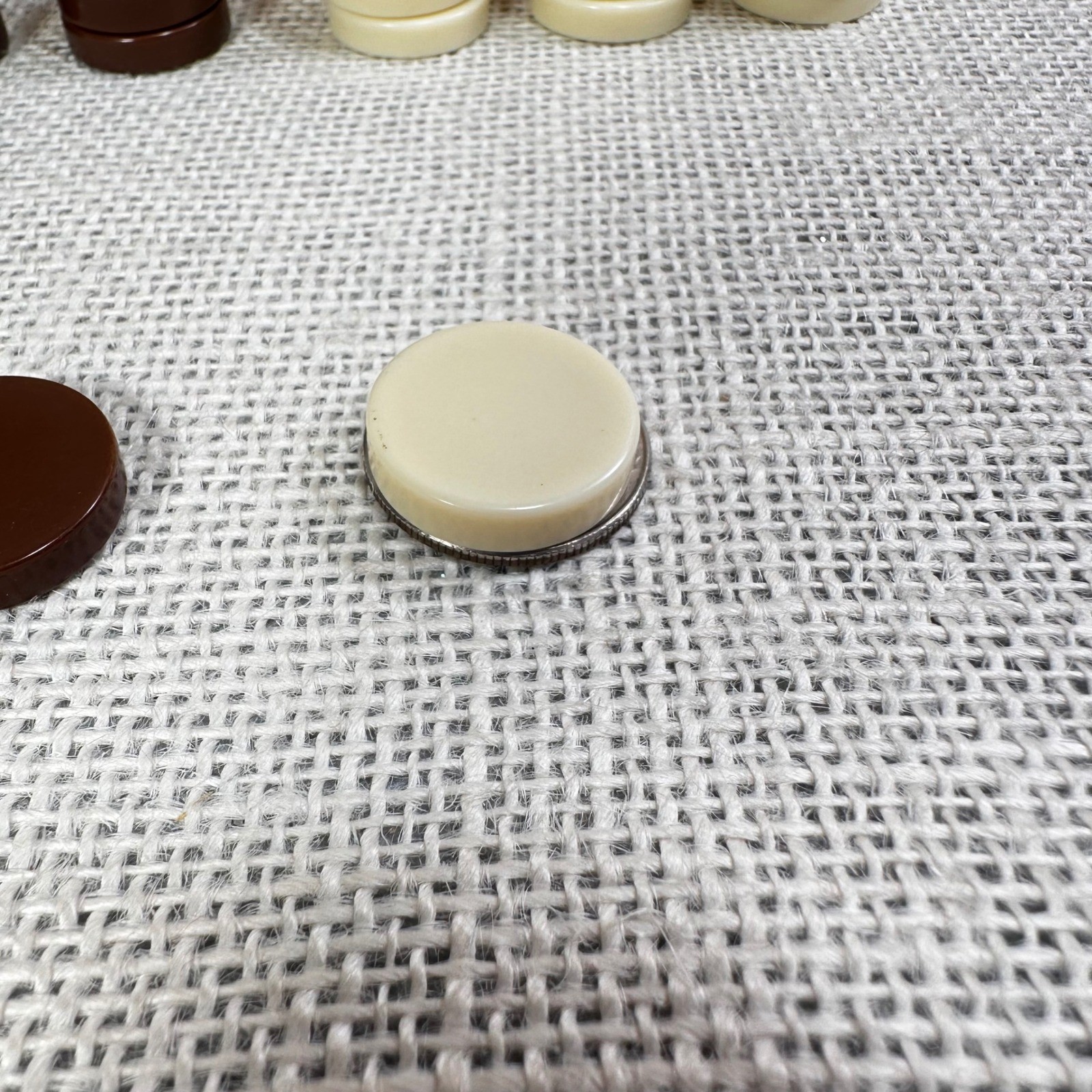 Vintage Backgammon Checkers Replacement Lot 30 Brown Ivory Playing Pieces 15/15