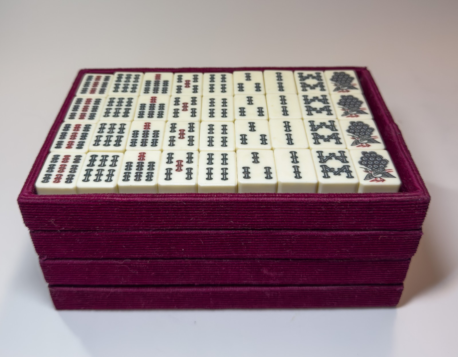 Vintage Bone & Bamboo Mah Jong Set