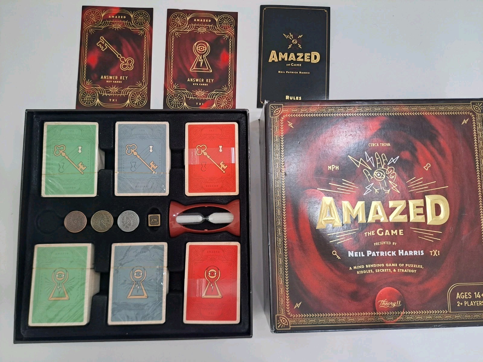 Amazed Team Party Board Game Neil Patrick Harris Theory 11 Complete Minus 1 Coin