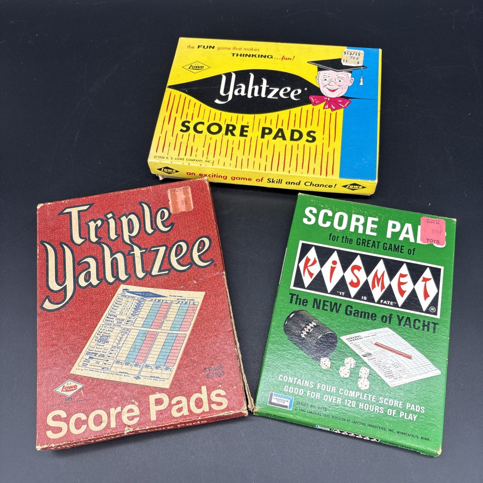 Vintage Yahtzee, Triple Yahtzee & Kismet Score Pads – 15 Pads Total