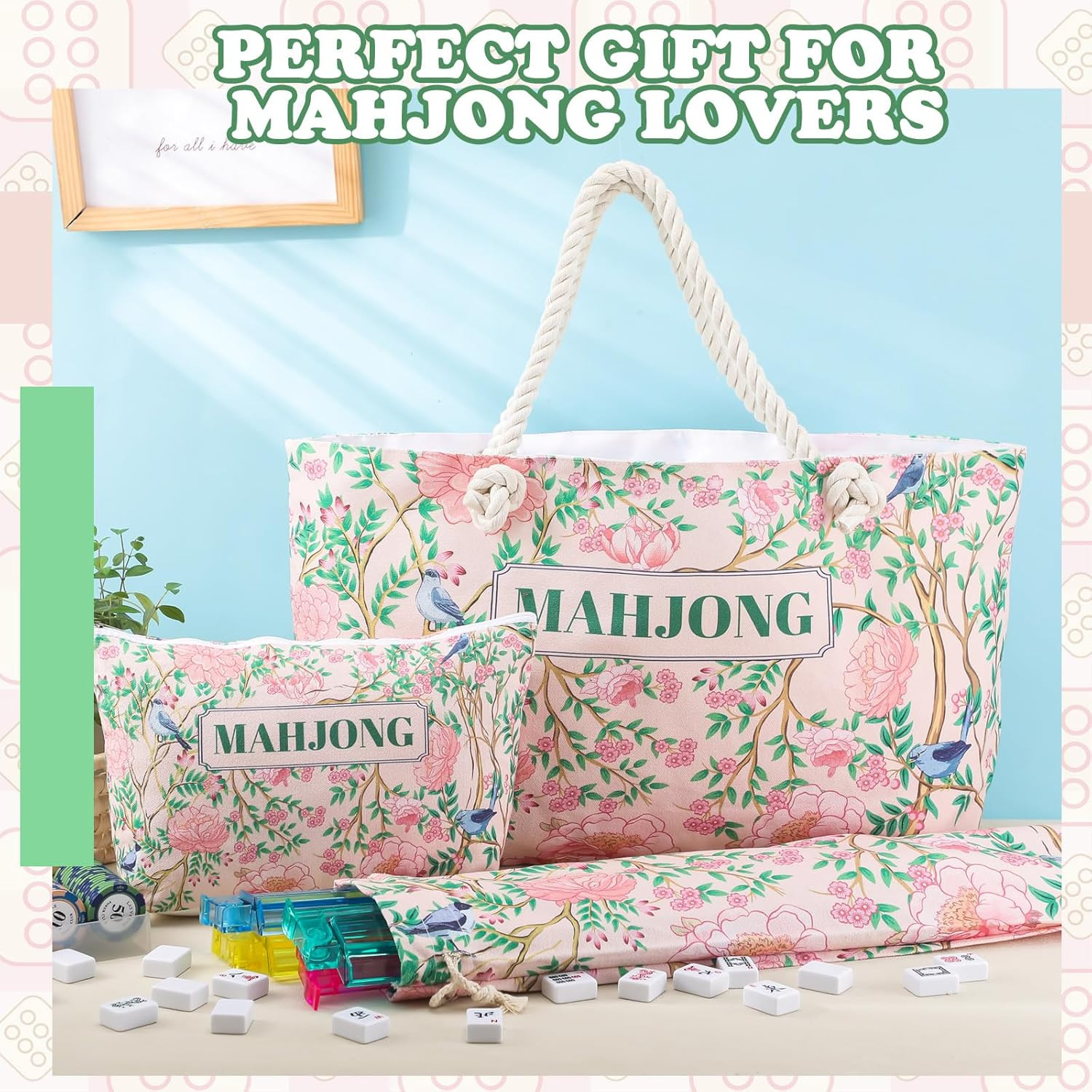 American Mahjong Empty Bags Set for Tiles & Racks – 24x13x4.7 Inches