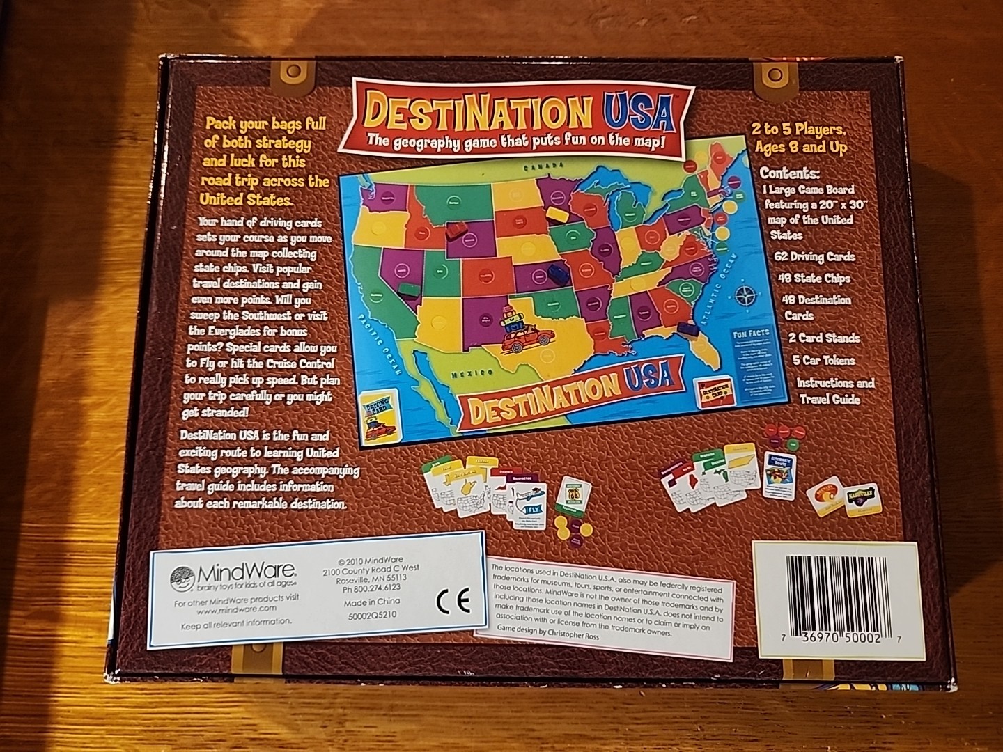 MindWare DESTINATION USA Board Game Learn Geography 50 States Map 2010 COMPLETE