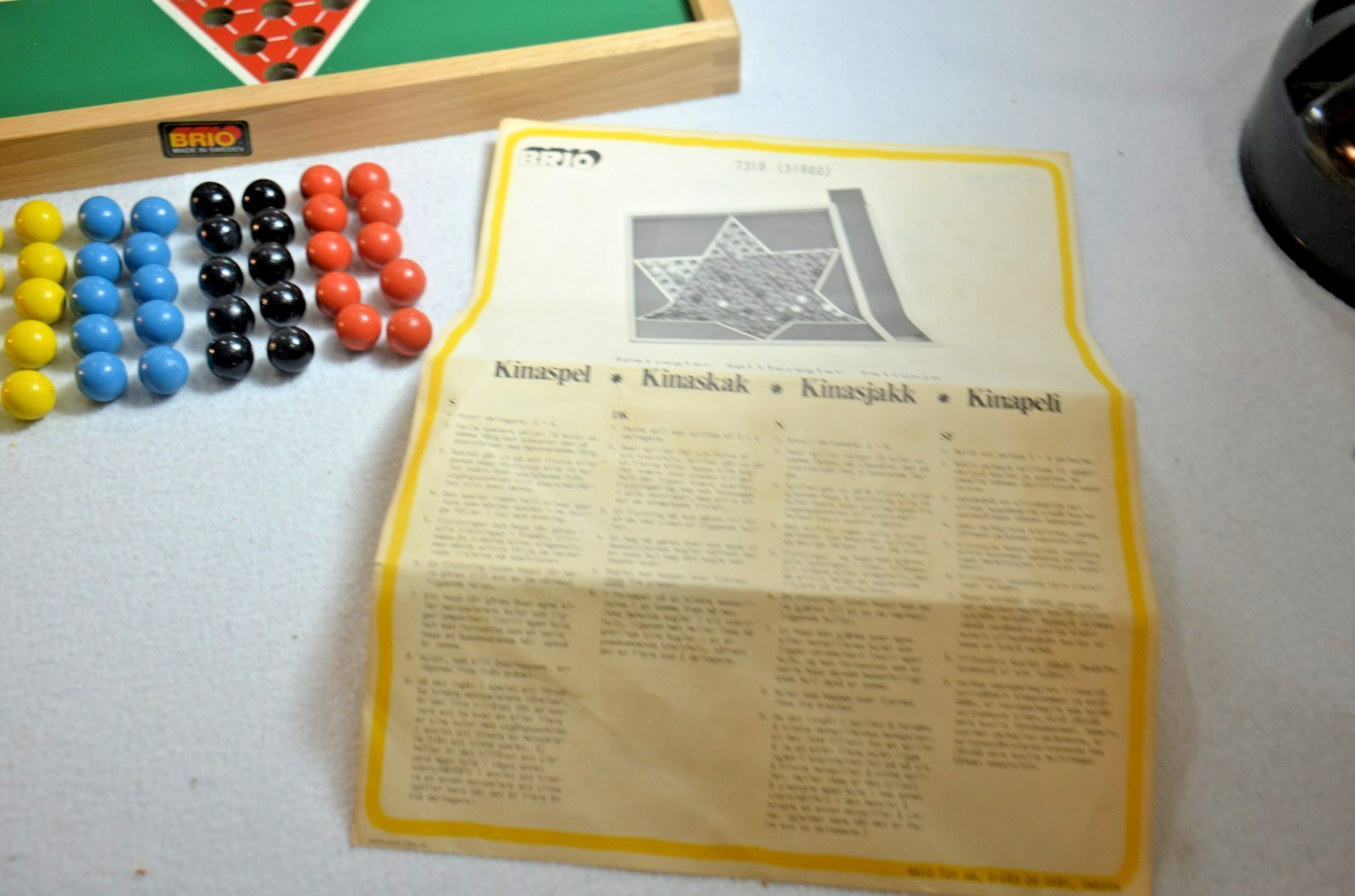 Brio Chinese Checkers Wooden Marbles Board Game Sheden 1970 Ages 5-Up Complete