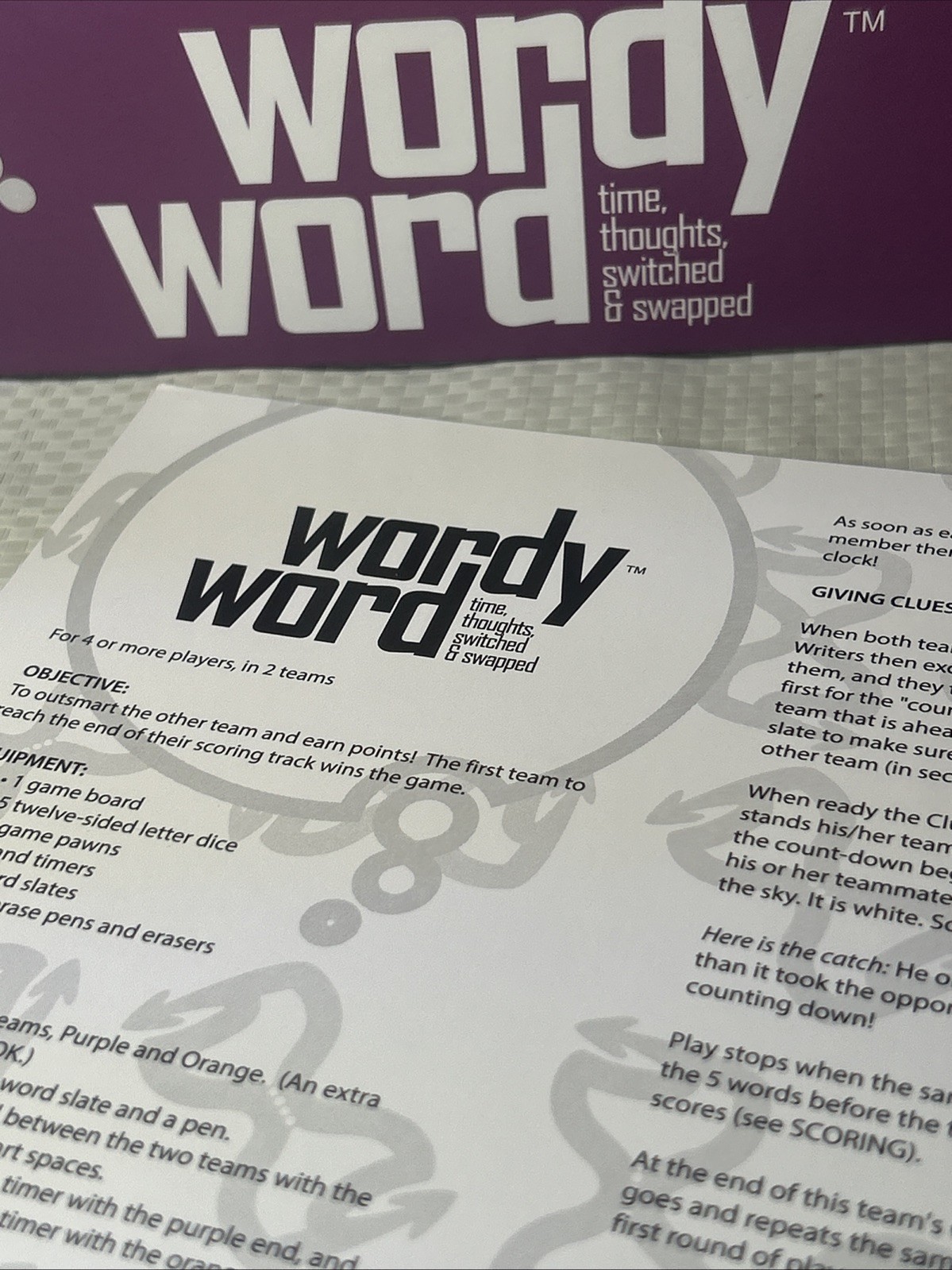 Wordy Word Instruction Manual Replacement Marbles Brain Store Game Rules
