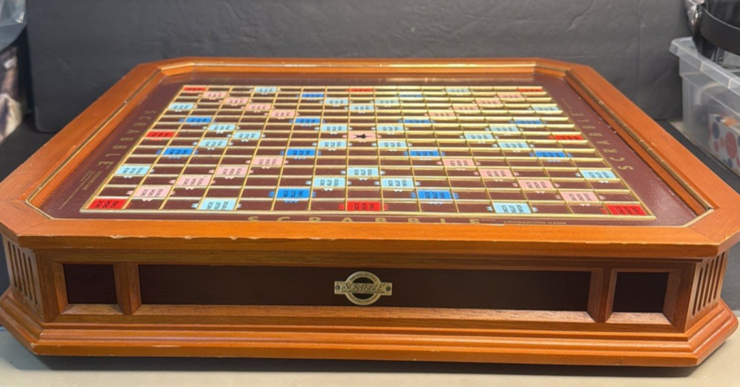 Vintage Franklin Mint Edition Scrabble 1990 Wood TURNTABLE BOARD ONLY